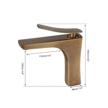 Afmetingen mengkraan bronskleurig