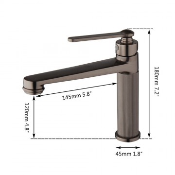 Afmetingen mooie moderne gun metal mengkraan