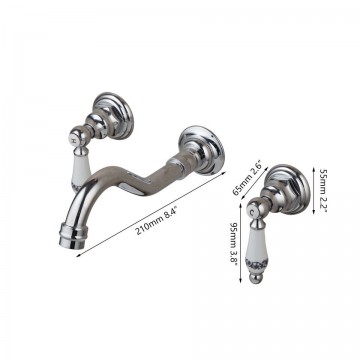 Afmetingen nostalgische chroom muurkraan