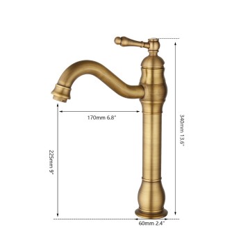 Afmetingen van de b467 bronzen kraan