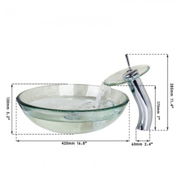 Afmetingen waskom met waterval kraan