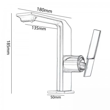 Afmetingen wastafelkraan chroom