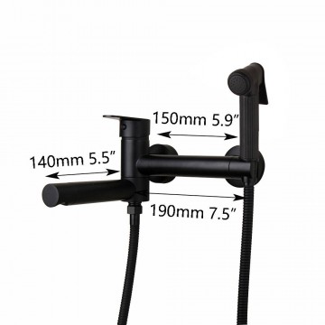 Afmetingen zwarte bidetsproeier mengkraan