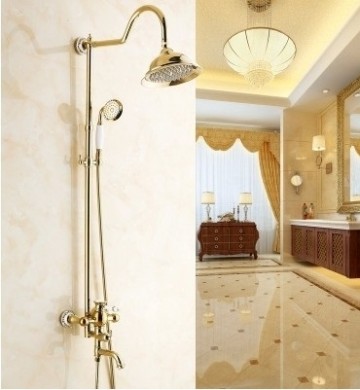 Nostalgische elegante goudkleurige regen douche set met badkraan