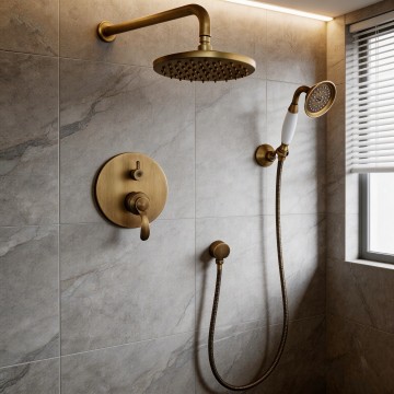 Badique bronskleurige inbouw regendouche nostalgische stijl 1