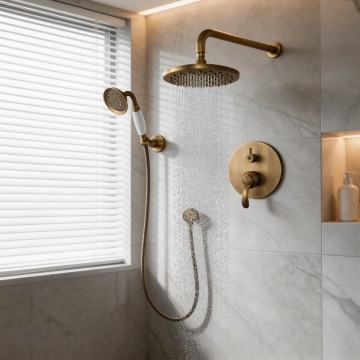 Badique bronskleurige inbouw regendouche nostalgische stijl 2