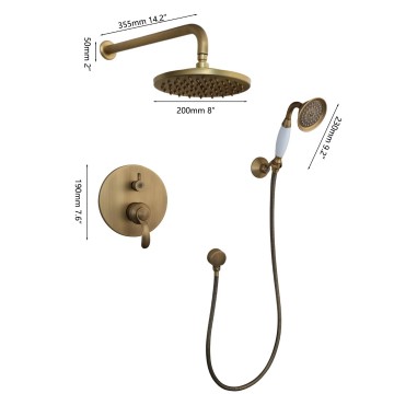 Badique bronskleurige inbouw regendouche nostalgische stijl 3