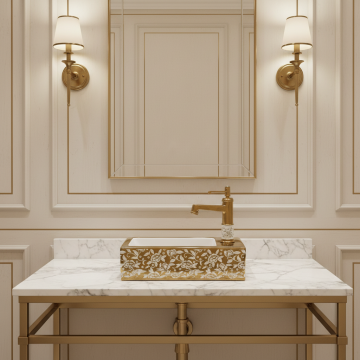 Badique fontein wasbak en gouden kraan 6