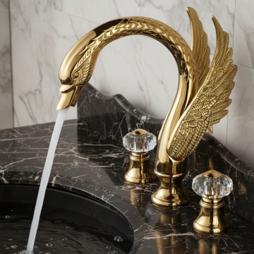 Badique gouden 3 delige zwaan mengkraan 3