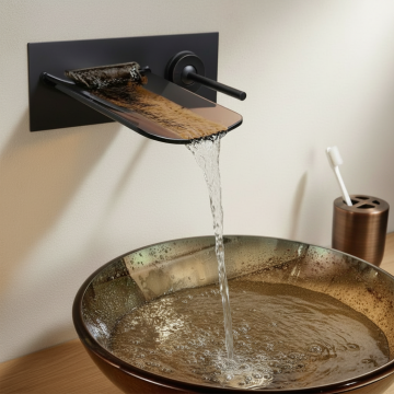 Badique olie bronzen watervalkraan inbouw kraan 1