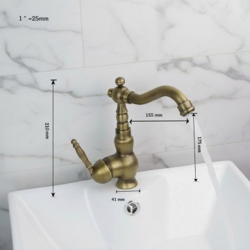 Badique wastafelkraan b85 landelijk brons 2