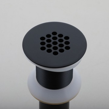 Bovenaanzicht wasbak afvoer zwart