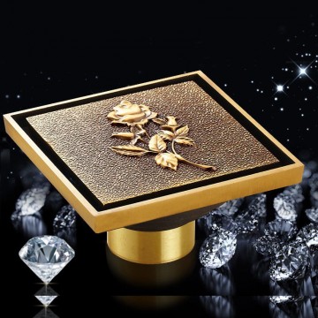 Brons afvoer met bloemen