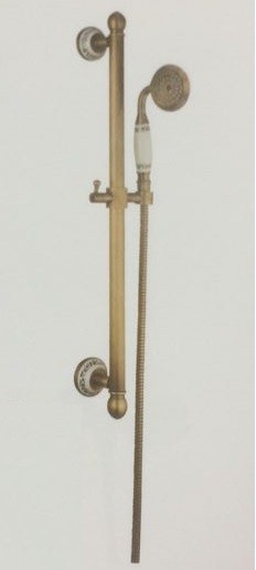 Nostalgische douchestang met handdouche in de brons uitvoering.