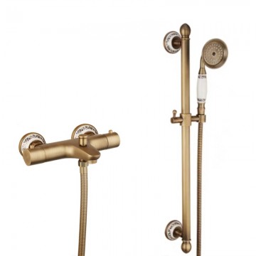 Bronskleurige badkraan met glijstang