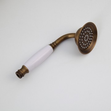 Bronskleurige handdouche met wit handvat