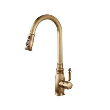 Bronskleurige keukenkraan landelijk 3 standen uittrekbaar 1