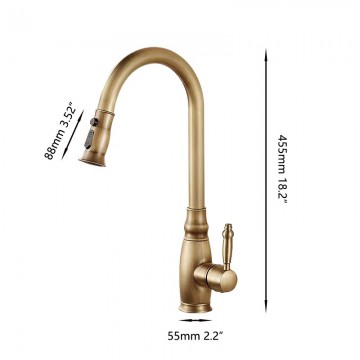 Bronskleurige keukenkraan landelijk 3 standen uittrekbaar 2