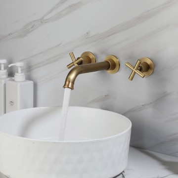 Bronskleurige muurkraan landelijke stijl mengkraan 1