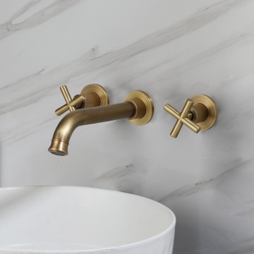 Bronskleurige muurkraan landelijke stijl mengkraan 2