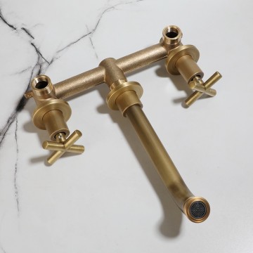 Bronskleurige muurkraan landelijke stijl mengkraan 8