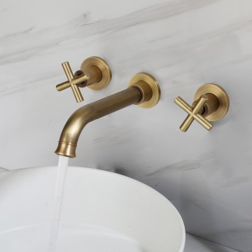 Bronskleurige muurkraan landelijke stijl mengkraan 9