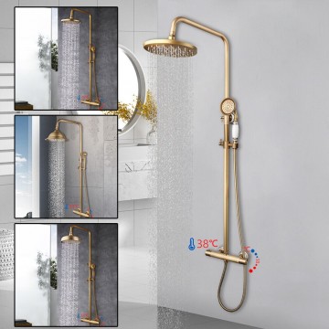 Bronskleurige regendouche thermostatisch