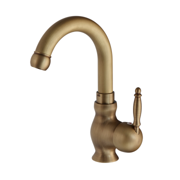 Bronskleurige wastafelkraan draai baar