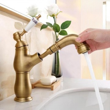 Bronskleurige wastafelkraan elegant mengkraan 1