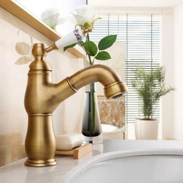 Bronskleurige wastafelkraan elegant mengkraan 6