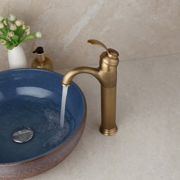 Bronskleurige wastafelkraan mengkraan hoog