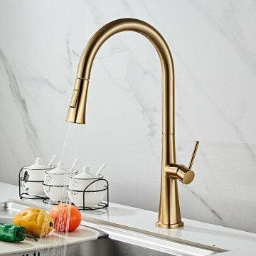 Burshed gouden keukenkraan