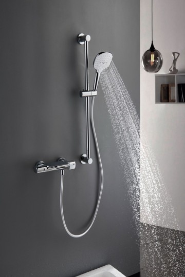 Chroom badkraan thermostatisch met glijstang 11