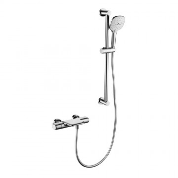 Chroom badkraan thermostatisch met glijstang 6