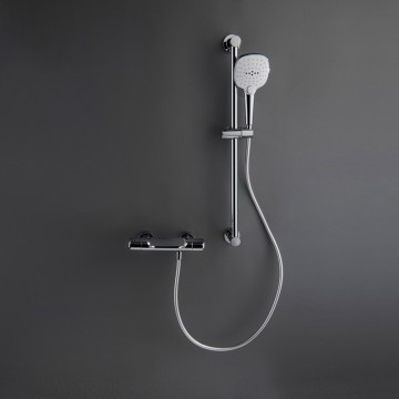 Chroom badkraan thermostatisch met glijstang 7