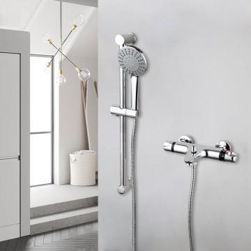 Chroom badkraan thermostatisch met glijstang