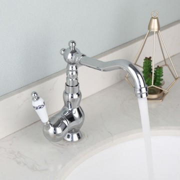 Chroom landelijke mengkraan wastafelkraan