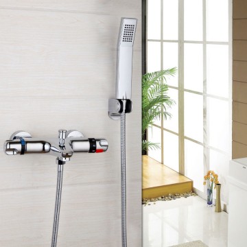 Chroom thermostatische badkraan met handdouche c187