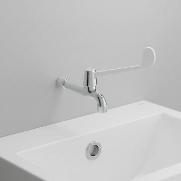 Chroom wandkraan elleboog bediening koud water 1