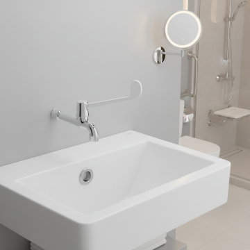 Chroom wandkraan elleboog bediening koud water 2