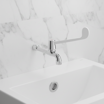 Chroom wandkraan elleboog bediening koud water 4