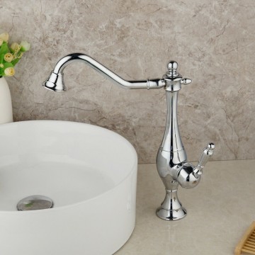 Chroom wastafel mengkraan hoog