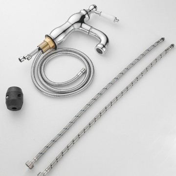 Chroom wastafelkraan met uittrekbare uitloop 1