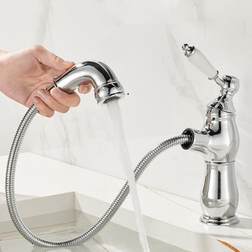 Chroom wastafelkraan met uittrekbare uitloop 7