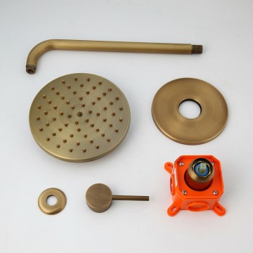 Complete set bronskleurige inbouw regendouche