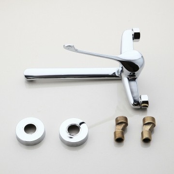 Set chroom kraan met lange nek en lange bedieningshendel