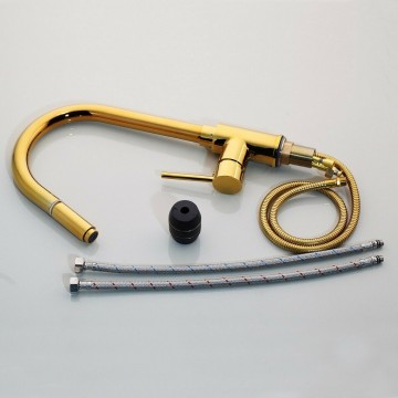 Complete set goudkleurige keukenkraan