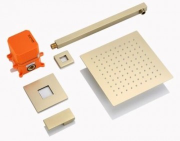 Complete set inbouw douche mat goud