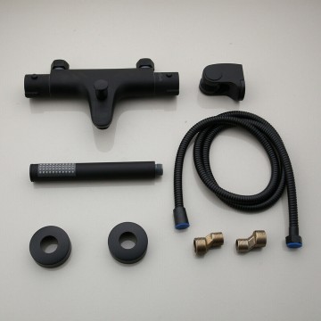 Complete set zwarte thermostatische bad kraan