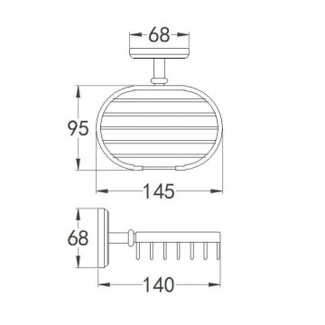 Detail afmeting zeep bak